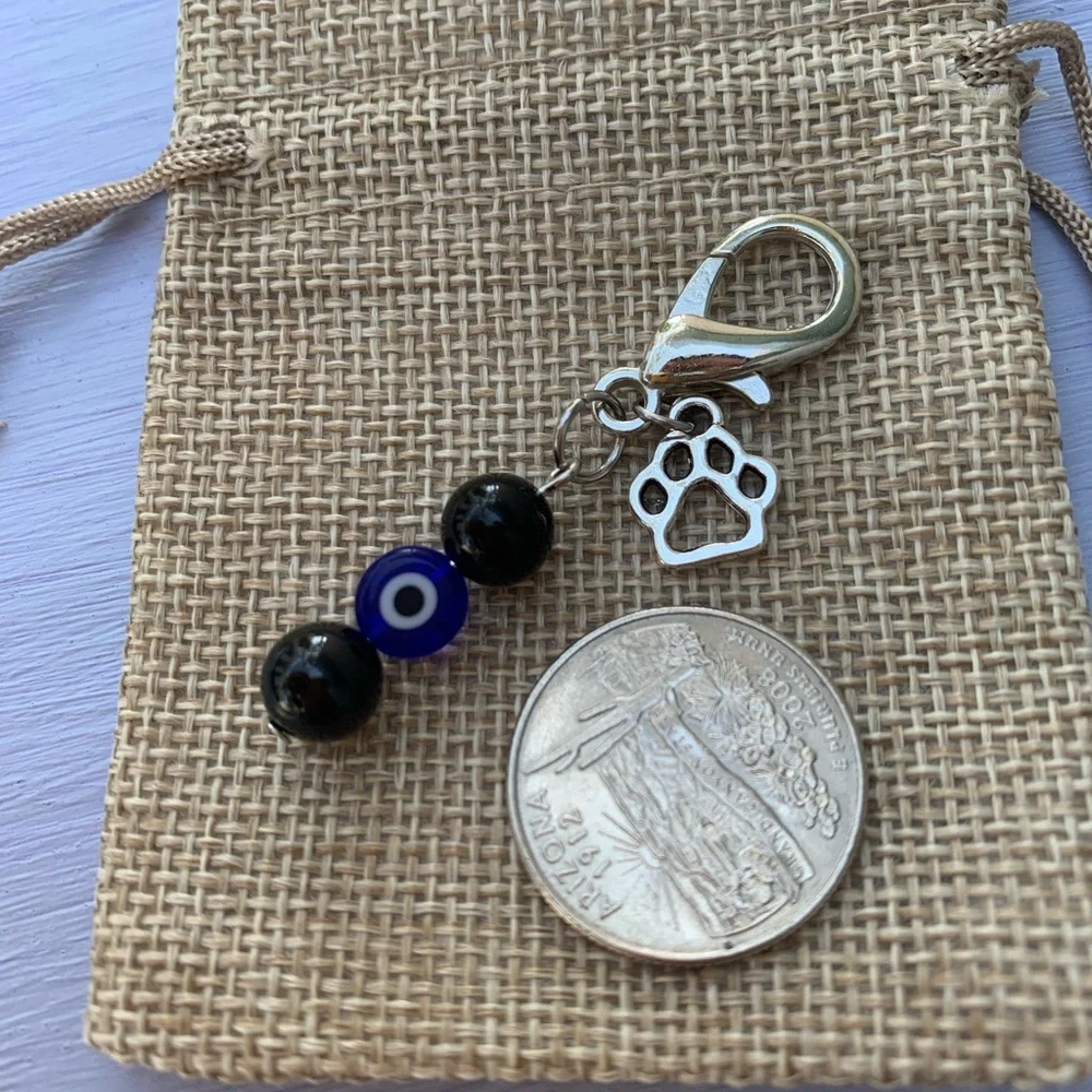 HP🦋 Crystal Pet Charms Amethyst Pet Charm Clear Quartz Pet Charm Evil Eye Charm